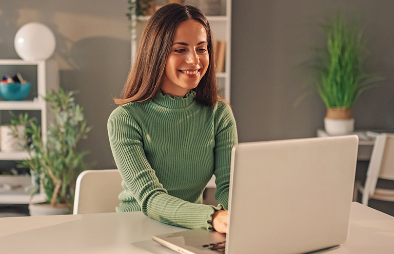 Woman using a laptop