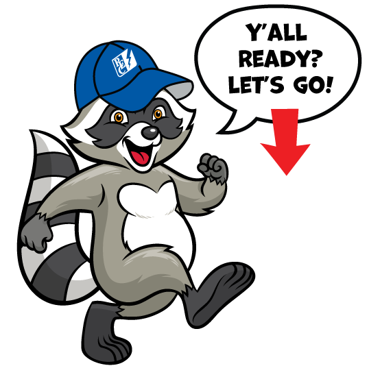 Illustration of Wattson Raccoon walking