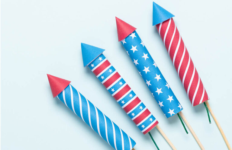 Red, white, and blue fireworks