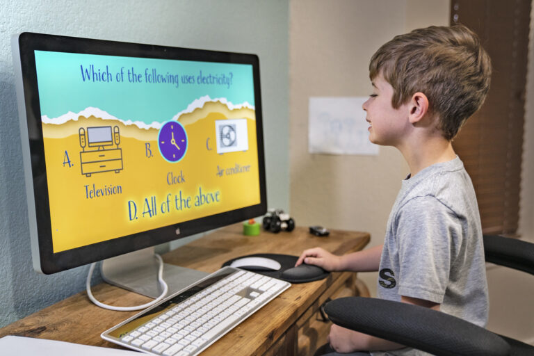 Photo of boy using computer