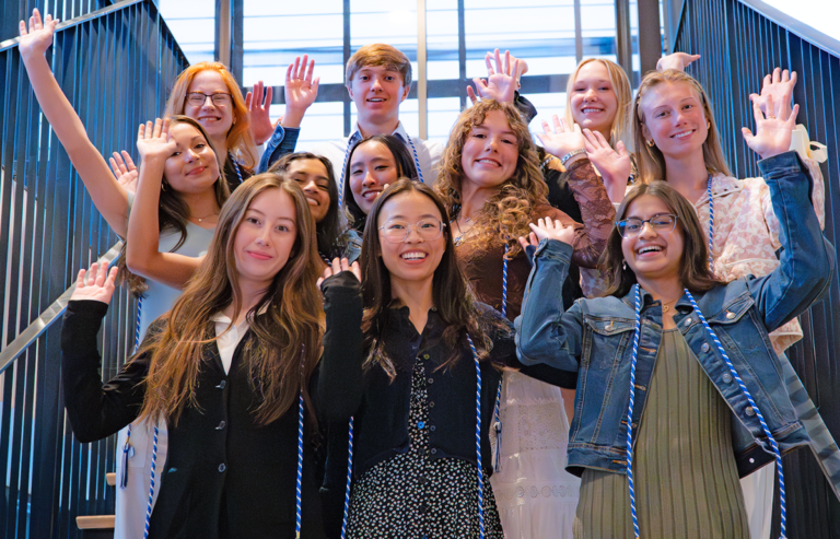 Photo of scholarship recipients standing on stairs